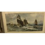 ENGLISH SCHOOL "Harbour scene with boats in foreground", watercolour, unsigned, image approx 29.