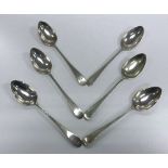 A set of six circa 1800 Scottish Provincial "Old English" pattern dessert spoons (by William Byres