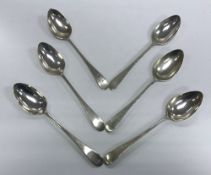 A set of six circa 1800 Scottish Provincial "Old English" pattern dessert spoons (by William Byres