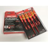 A Dekton insulated 6 piece screwdriver set and a Dekton 7 piece mechanic's screwdriver set