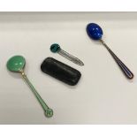 A silver and enamelled spoon,