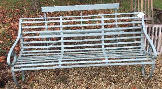 A circa 1900 slatted iron garden bench, 181.