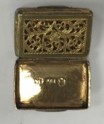 A George IV silver vinaigrette of rectangular form with engine-turned decoration,