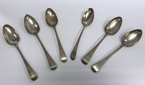 A collection of six various late 18th / early 19th Century silver "Old English" pattern tablespoons,