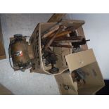 A vintage unnamed lathe with Delco motor together with boxes of various lathe and other tools,