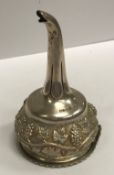 A William IV silver wine funnel, the main body decorated with grape and vine,