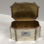 An early 20th Century Austro-Hungarian silver (800) elongated octagonal box with gilt-washed