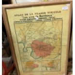 A framed and glazed wine map "Atlas de la France Vinicole L.