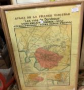 A framed and glazed wine map "Atlas de la France Vinicole L.