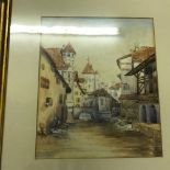 19TH CENTURY CONTINENTAL SCHOOL "Town scenes", watercolour, a pair, one signed Pera,
