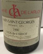 One bottle Dom de L'Arlot Nuit Saint Georges 1er Cru Clos de Lalot 1990 and one bottle Dom de Lalot