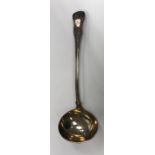 A George IV silver "King's" pattern soup ladle bearing ownership initial "E" (by William Johnson -