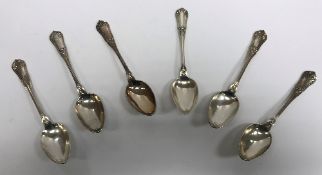 A set of six late 19th Century French scrolling foliate decorated silver (.