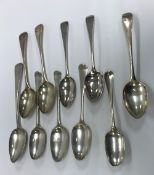 A collection of ten various 18th and 19th Century silver tablespoons, various dates and makers, 19.