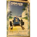 Two vintage Christie's Car Auction posters for sales held in Monaco 26th May 1987, approx 77.