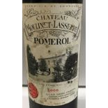 Three bottles Chateau Moulniet Lasserre Pomerol Jean Marie Garde 2000
