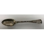 A George IV silver "King's" pattern serving spoon bearing ownership initial "E" (by William Chawner,