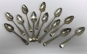 A set of six George III silver dessert spoons "Old English" pattern (by Solomon Hougham,