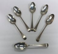 A set of six George III silver "Old English" pattern tablespoons (possibly by Thomas Eustace and