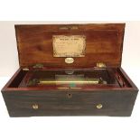 A late 19th Century rosewood and simulated rosewood inlaid cased musical box,