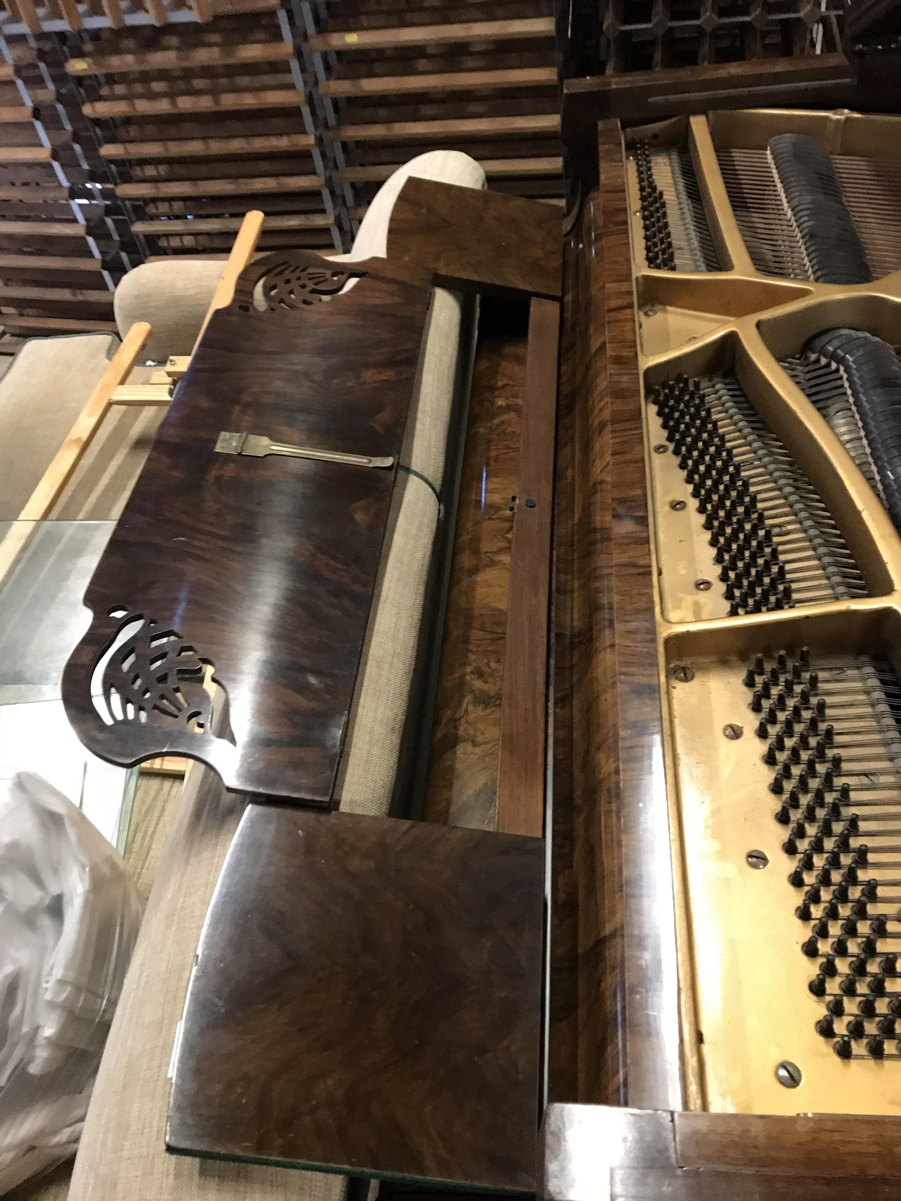 A burr walnut cased boudoir grand piano with iron framed over strung movement by Boyd of London 142 - Image 12 of 17