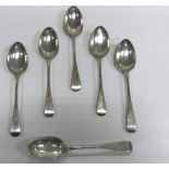 A set of six Victorian silver "Old English" pattern dessert spoons (by Robert James and Josiah