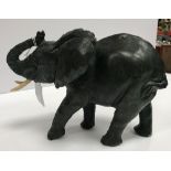A Shona Zimbabwe verdite sculpture of a bull elephant, 23 cm long x 15.