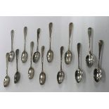 A set of six George III "Old English" pattern teaspoons bearing ownership initials "HI + E" (by