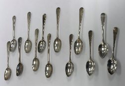 A set of six George III "Old English" pattern teaspoons bearing ownership initials "HI + E" (by