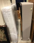 A John Lewis king size divan mattress and oak slatted headboard,