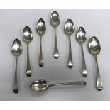 A set of four George III silver "Old English" pattern dessert spoons (by Hester Bateman,