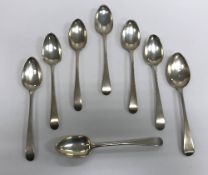 A set of four George III silver "Old English" pattern dessert spoons (by Hester Bateman,