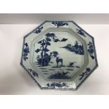 A 19th Century Chinese octagonal plate decorated with landscape and deer, approx 37.