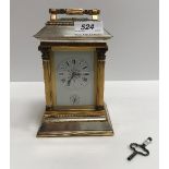 A mid-19th century carriage timepiece in architectural silver plated and lacquered brass case,