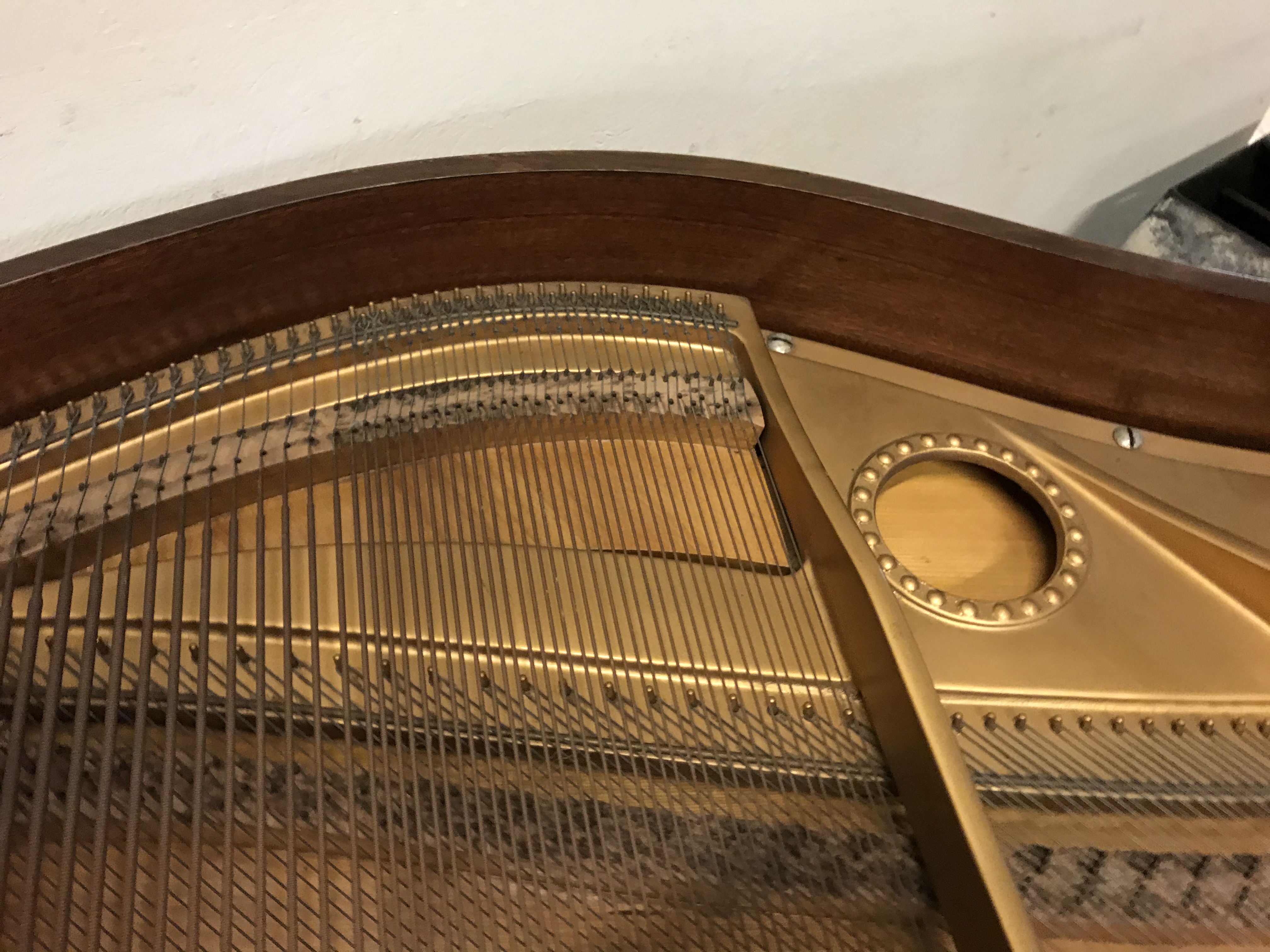 A burr walnut cased boudoir grand piano with iron framed over strung movement by Boyd of London 142 - Image 17 of 17