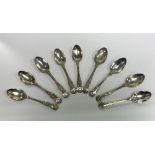 A composite set of nine "King's" pattern dessert spoons,