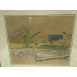 ATTRIBUTED TO GUY BEGGS "Diver", watercolour, bears "Leicester Galleries" label verso,