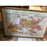 A framed and glazed wine map "Atlas de la France Vinicole L.