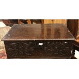 A 17th Century and later oak Bible box,