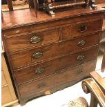 A 19th Century mahogany chest, the plain top with applied moulded edge over a slim secret drawer,