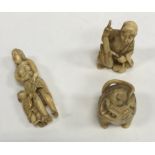 A 19th Century Japanese Meiji period carved ivory netsuke as a mother and child,