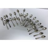 A collection of 29 various 18th and 19th Century teaspoons (28 "Old English" pattern,