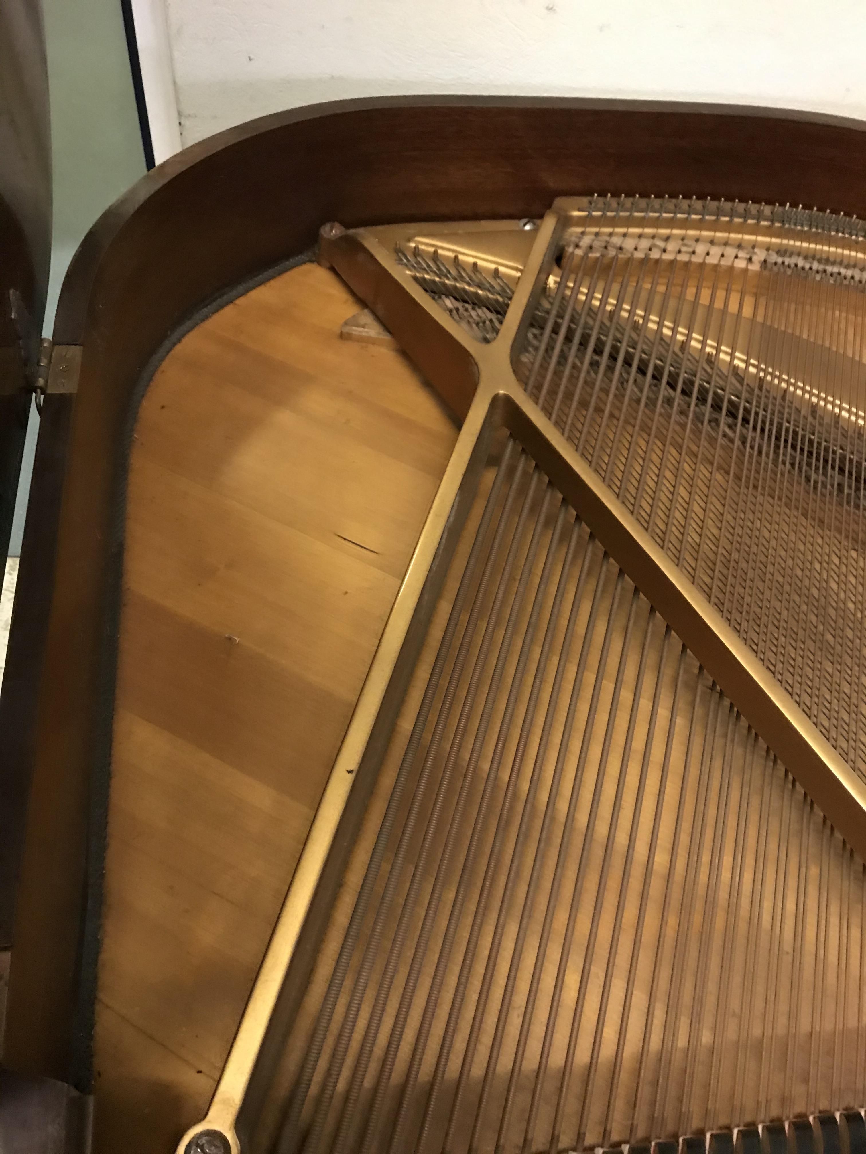 A burr walnut cased boudoir grand piano with iron framed over strung movement by Boyd of London 142 - Image 16 of 17