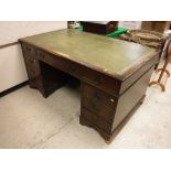 A modern reproduction mahogany double pedestal desk,