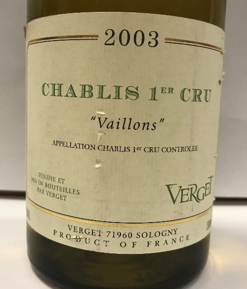 Seven bottles Chablis 1er Cru "Vaillons" Verget 2003