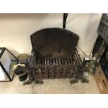 A cast iron fire basket with integral back, 77 cm long x 54.