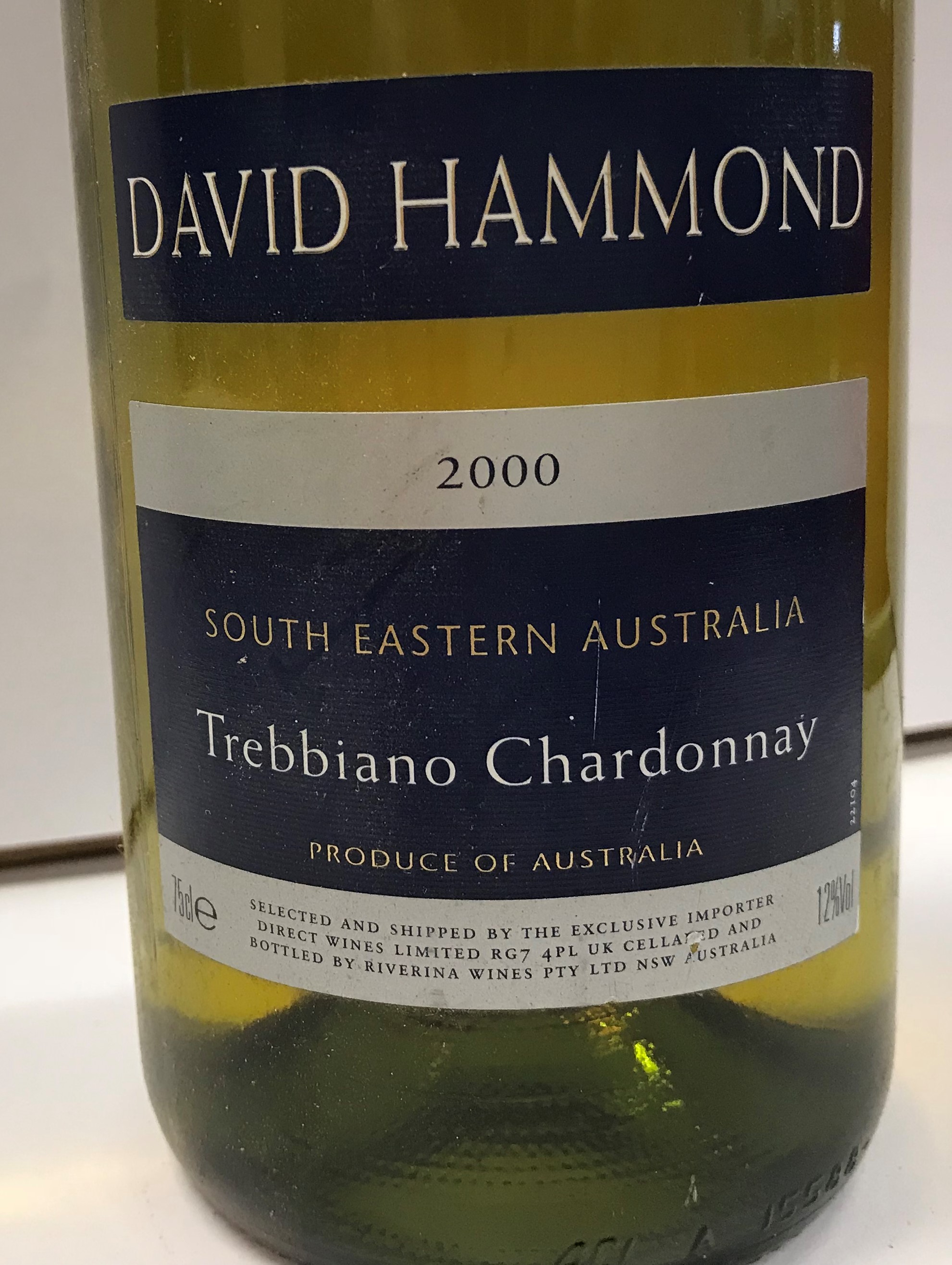 Eight bottles David Hammond Trebiano Chardonnay South Eastern Australia 2000 - Image 2 of 4