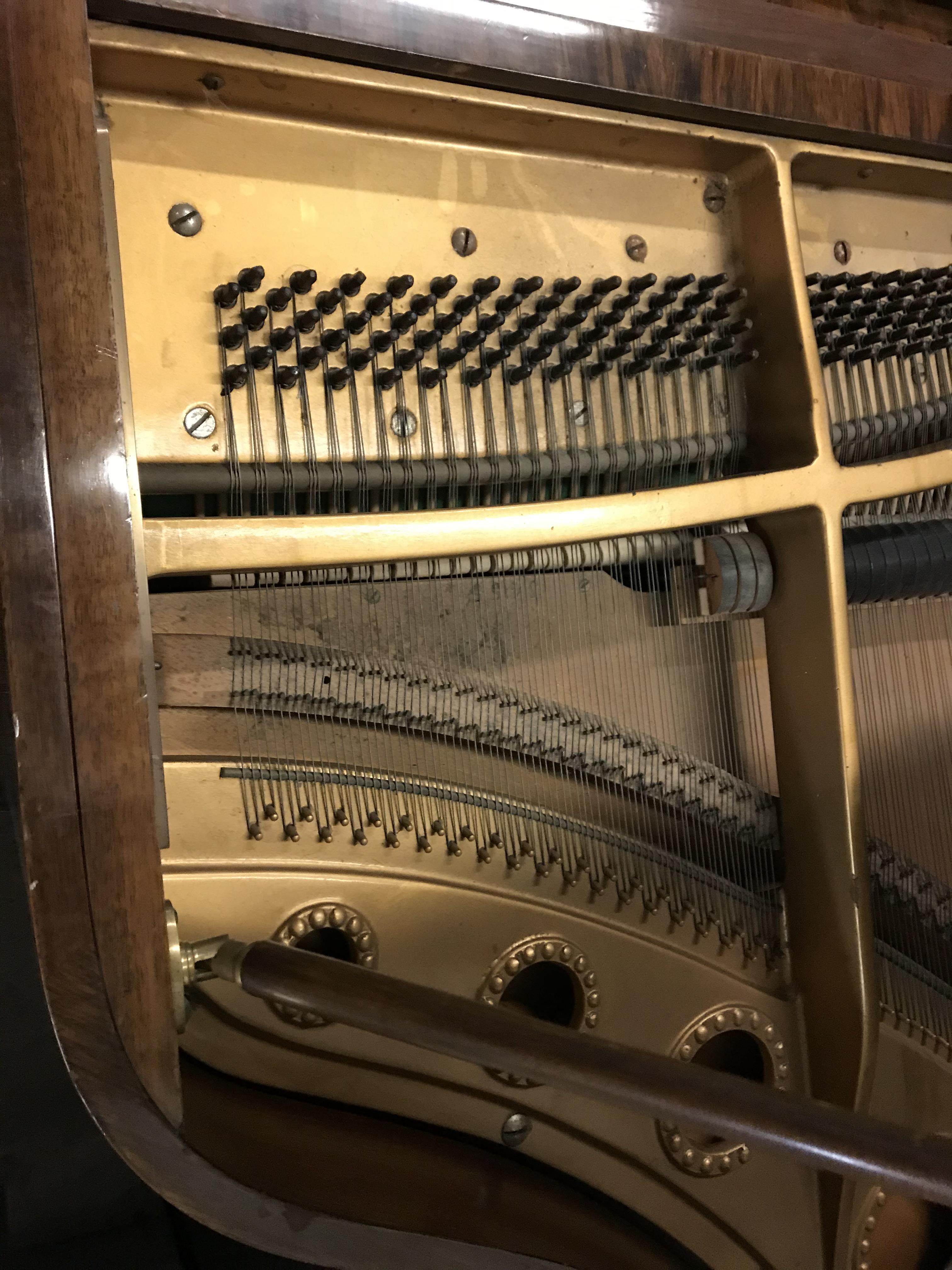 A burr walnut cased boudoir grand piano with iron framed over strung movement by Boyd of London 142 - Image 13 of 17