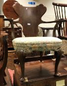 A circa 1900 walnut shaped panel back elbow chair in the early 18th Century manner,