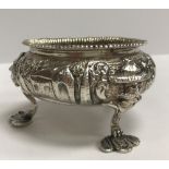 A Victorian Irish silver salt of cauldron form,